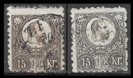 HONGRIE - HUNGARY - UNGARN / 1871   15 Kr. Engraved, Two Shades Used, . Michel 12a, 12b - Usado