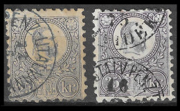 HONGRIE - HUNGARY - UNGARN / 1871   25 Kr. Engraved, Two Shades Used, . Michel 13a, 13b Cancel PENZ-UTALVANY - Used Stamps