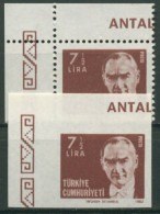 Türkei 1982 Atatürk 2617 A/B Ecke Links Oben Postfrisch - Unused Stamps