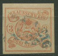 Braunschweig 1852/56 Wappen Im Waag. Oval 3 Gestempelt - Braunschweig