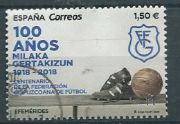 ESPAGNE SPANIEN SPAIN ESPAÑA 2019 CENT GIPUZKOA FOOTBALL FEDERATION USED ED 5300 MI 5333 YT 5037 SC 4345 - Oblitérés