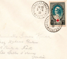 FRANCE.1939. CROIX-ROUGE. "VERSAILLES CONGRES/POSTES/5.4.39". Y&T 422 SEUL SUR LETTRE. - Red Cross