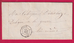 COMMUNE DE PARIS CACHET DE ROUTE 1 DU 12 MAI 1871 POUR CITOYEN DELECLUZE DELEGUE GUERRE DE LA COMMUNE AU DOS CONTRESEING - Guerre De 1870