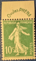 188** Publicité Ovules Phéna Semeuse 10c Vert 'maigres' - Unused Stamps