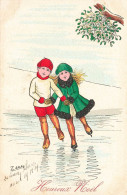 ZANE * CPA Illustrateur Zane * Enfant Sports D'hiver Patinoire Patinage Patineurs * Les Amoureux ! * Heureux Noël - Sonstige & Ohne Zuordnung