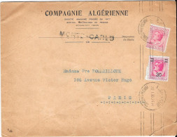 Sur Lettre Du 22-1-30 COMMPAGNIE ALGÉRIENNE MONTE-CARLO - Covers & Documents