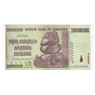 Billet, Zimbabwe, 200 Million Dollars, 2008, NEUF - Simbabwe