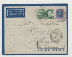 BUSTA SENZA LETTERA - VIA ALA LITTORIA - DIRE DAUA DEL 1937 - ERITREA ANNULLO LA LOTTERIA DI TRIPOLI VIA FARà MILIONARI - Marcophilie (Avions)