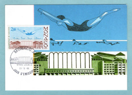 Carte Maximum  Monaco 1985 - Championnat De Natation - Inauguration Du Stade Louis II - YT 1476 - Maximum Cards