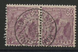 COLONIES GUYANE N° 84 PAIRE Oblitérée "SAINT LAURENT DU MARONI" 20/06/1927 TB - Used Stamps