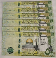 Saudi Arabia 50 Riyals 2024 (1445 Hijry) P-40 D UNC Two Notes From A Bundle New Name Saudi Central Bank - Saudi Arabia