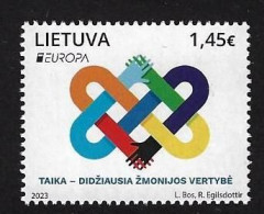 LITUANIA /LITHUANIA /LITAUEN /LIETUVA9- EUROPA-CEPT 2023 -"“PEACE – The Highest Value Of Humanity”".- SET Of 1 STAMP - N - 2023