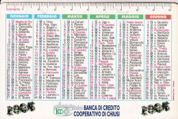 Calendarietto - Banca Di Credito Cooperativo Di Chiusi - Anno 1995 - Petit Format : 1991-00