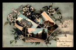 42 - FIRMINY - UN BON SOUVENIR - MULTIVUES ET FLEURS - CARTE COLORISEE - Firminy