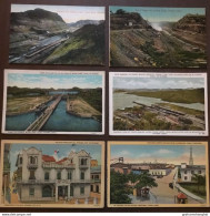 6 Postcards Lot Panama Canal & Canal Zone Construction Miroflores & Pedro Miguel Locks Palace Christobal Docks Unposted - Panamá