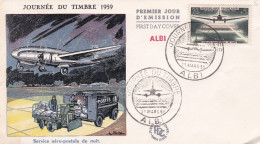 FDC--1959 - Journée Du Timbre " Service Aéropostal De Nuit " (avion)...cachet  ALBI - 81 - 1950-1959