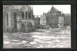 AK Nürnberg, Hochwasser-Katastrophe Am 5. Februar 1909 - Hauptmarkt Mit Liebfrauenkirche Und Plobenhofstrasse  - Inondazioni