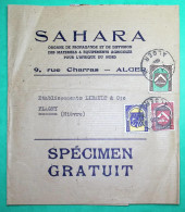 BANDE DE JOURNAL SPECIMEN GRATUIT SAHARA PROPAGANDE MATERIELS EQUIPEMENTS AGRICOLES AFRIQUE DU NORD ALGER ALGERIE - Storia Postale