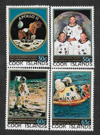 SD)1979 COOK ISLANDS SPACE SERIES, 10TH ANNIVERSARY OF MAN'S ARRIVAL ON THE MOON, 4 MINT STAMPS - Islas Cook