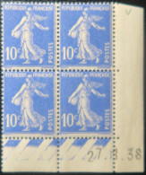 LP2943/90 - FRANCE - 1938 - TYPE SEMEUSE CAMEE - N°279 BLOC NEUF* CdF + CD - 1930-1939