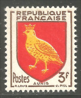 340 France Yv 1004 Armoiries 1954 Coat Arms Aunis Perdrix Partridge MNH ** Neuf SC (1004-1b) - Gallináceos & Faisanes
