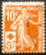 LP2943/93 - FRANCE - 1914 - TYPE SEMEUSE - CROIX ROUGE - N°147 Oblitéré - Gebruikt