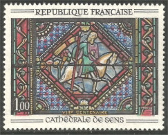 344 France Yv 1427 Cathédrale Sens Virail Glasswork Pferd MNH ** Neuf SC (1427-1b) - Iglesias Y Catedrales