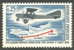 345 France Yv 1565 Avion Postal Airplane Paris St-Nazaire Carte Map MNH ** Neuf SC (1565-1d) - Aardrijkskunde