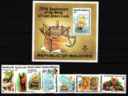 Malediven 772-778 Und Block 51 Postfrisch James Cook #JH367 - Maldives (1965-...)