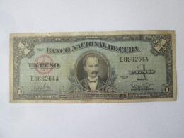 Cuba 1 Peso 1960 Banknote See Pictures - Cuba