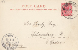 South Africa 1907: Post Card Johannesburg To Schneeberg - Autres & Non Classés