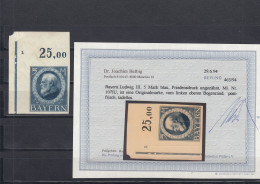 Bayern: Ludwig III, MiNr. 107 IU, Eckrand, Plattennummer, Postfrisch, BPP Befund - Mint