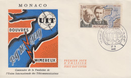 Enveloppe  FDC  1er  Jour   MONACO    MARCONI  -  BRANLY     Centenaire  Fondation  De  L' U.I.T    1965 - FDC