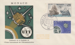 Enveloppe  FDC  1er  Jour   MONACO    Centenaire  Fondation  De  L' U.I.T    1965 - FDC