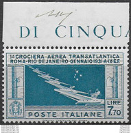 1930 Italia Crociera Balbo Lire 7,70 Bfa MNH Sassone N. 25 - Andere & Zonder Classificatie