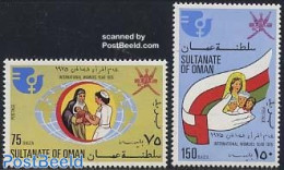 Oman 1975 Int. Woman Year 2v, Mint NH, Health - History - Sport - Health - Red Cross - Women - Ice Hockey - Cruz Roja