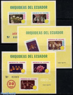 Ecuador 1980 Orchids 3 S/s, Mint NH, Nature - Flowers & Plants - Orchids - Ecuador