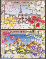 Tanzania 1997 Russian Flowers 2x6v M/s, Mint NH, Nature - Flowers & Plants - Tanzania (1964-...)