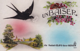 S8-63) SAINT ELOY LE MINES - UN BAISER - HIRONDELLE DANS PAYSAGE - ( 2 SCANS )  - Saint Eloy Les Mines