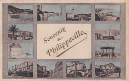 S13- PHILIPPEVILLE - SOUVENIR - MULTIVUES  - LETTRES DOREES -   - 2 SCANS ) - Skikda (Philippeville)