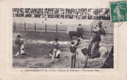 F10-47) CASTELJALOUX (LOT ET GARONNE) COURSES DE TAUREAUX - UNE BONNE PIQUE - Casteljaloux