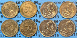 50 Pfennig Complete Set Year 1950 All Mintmarks (D,F,G,J) Jäger Nr. 424   (411 - Otros – Europa