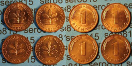 1 Pfennig Complete Set Year 1976 All Mintmarks (D,F,G,J) Jäger 380  (430 - Autres – Europe