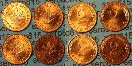 2 Pfennig Complete Set Year 1980 All Mintmarks (D,F,G,J) Jäger 381     (454 - Autres – Europe
