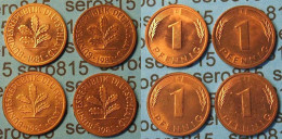 1 Pfennig Complete Set Year 1981 All Mintmarks (D,F,G,J) Jäger 380  (435 - Otros – Europa