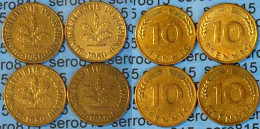 10 Pfennig Complete Set Year 1950 All Mintmarks (D,F,G,J) Jäger Nr. 383   (474 - Autres – Europe