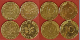 10 Pfennig Complete Set Year 1974 All Mintmarks (D,F,G,J) Jäger Nr. 383   (483 - Sonstige – Europa