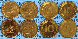 10 Pfennig Complete Set Year 1975 All Mintmarks (D,F,G,J) Jäger Nr. 383   (486 - Sonstige – Europa