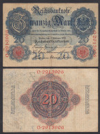 20 Mark 1914 Ro 47b Pick 46 VF (3) Serie O UDR Z 7-stellig      (28185 - Andere & Zonder Classificatie