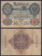 20 Mark 1910 Ro 40a Pick 40 F (4) Serie J UDR R 6-stellig      (28206 - Altri & Non Classificati